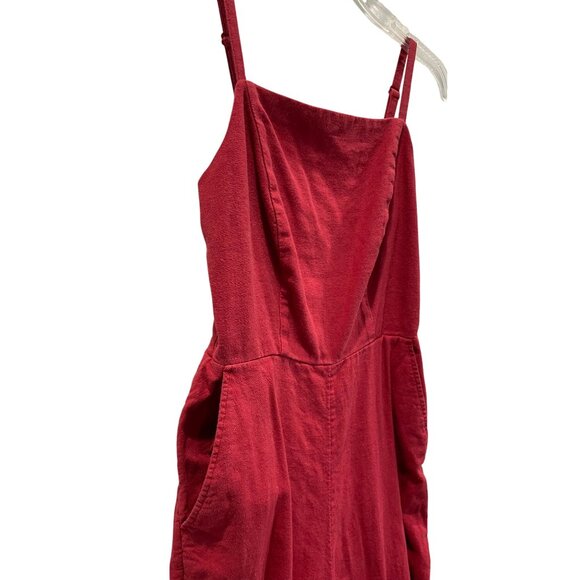 Old Navy Red Sleeveless Jumpsuit Womens S Linen Blend Wide-Leg Smocked Romper - Picture 4 of 9